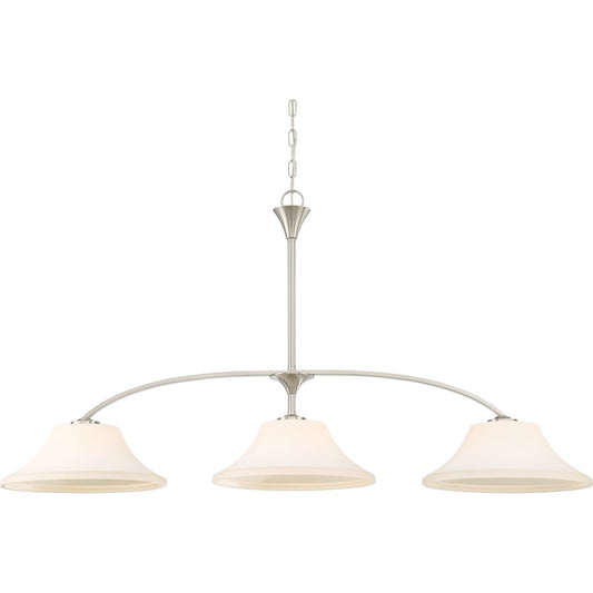 Nuvo Lighting Fawn 48in 3-Light Island Pendant | Traditional Brushed Nickel | Kitchen Island & Dining Room | 48 x 14 x 25 in | Model 60-6208