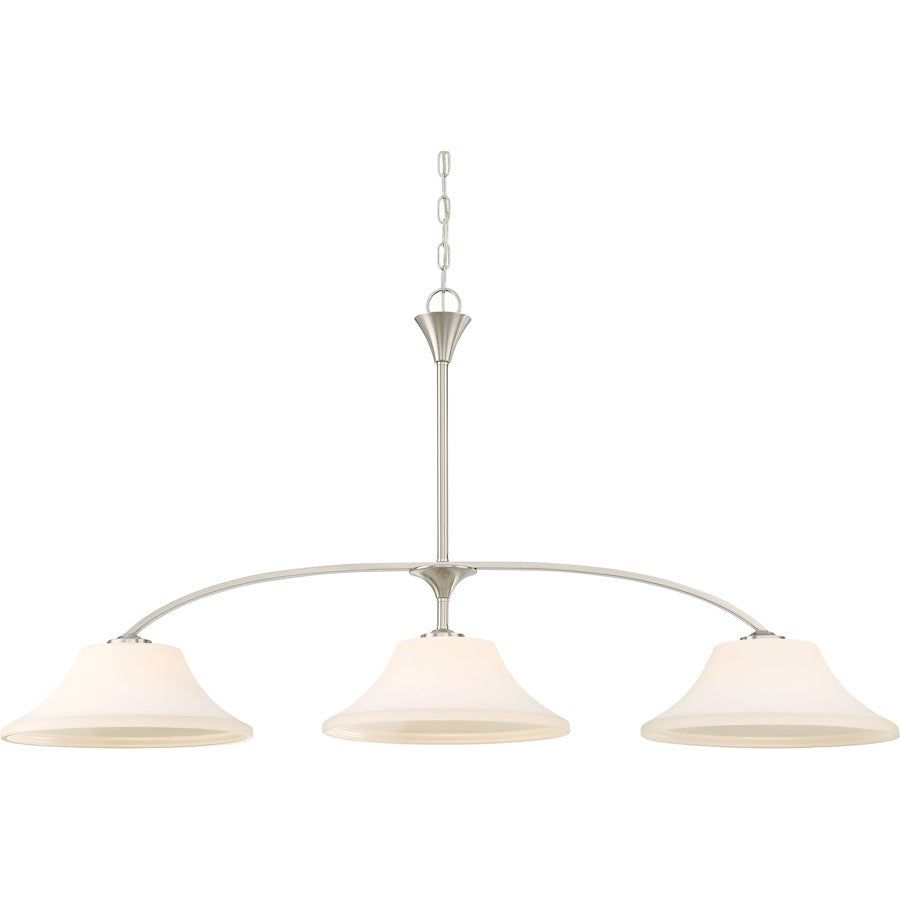 Nuvo Lighting Fawn 48in 3-Light Island Pendant | Traditional Brushed Nickel | Kitchen Island & Dining Room | 48 x 14 x 25 in | Model 60-6208