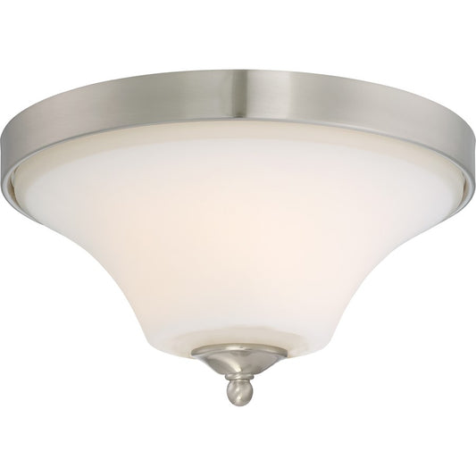 Nuvo Lighting Fawn 7.63in 2-Light Flush Mount | Traditional Brushed Nickel | Bathroom & Hallway Ceiling Light | 7.63 in H | Model 60-6211