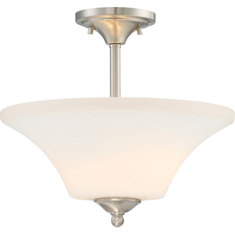 Nuvo Lighting Fawn 12.63in 2-Light Semi Flush | Traditional Brushed Nickel | Entryway & Hallway Ceiling Light | 12.63 in H | Model 60-6212