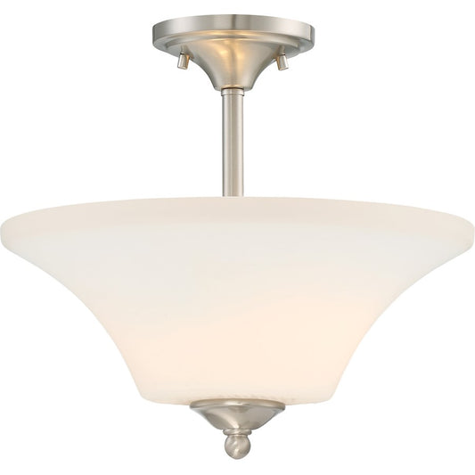 Nuvo Lighting Fawn 12.63in 2-Light Semi Flush | Traditional Brushed Nickel | Entryway & Hallway Ceiling Light | 12.63 in H | Model 60-6212