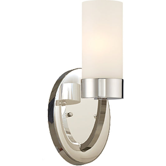 Nuvo Lighting Denver 1-Light Vanity Wall Sconce | Traditional Polished Nickel | Bathroom Vanity & Powder Room | 4.63 x 10.13 in, 100W | Model 60-6221