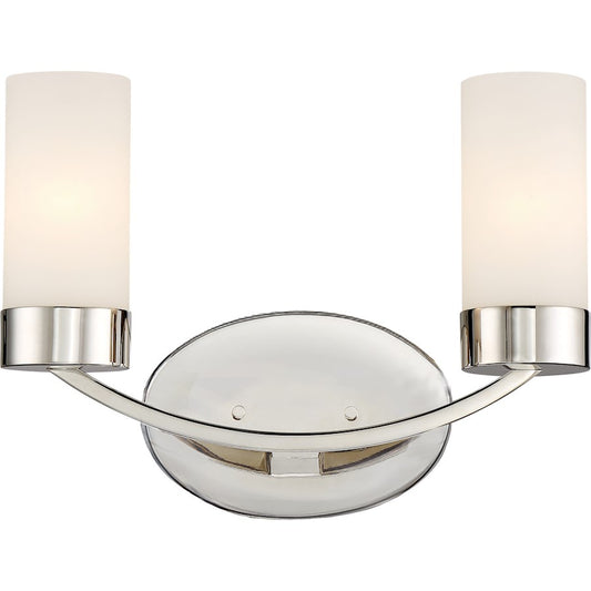 Nuvo Lighting Denver 14in 2-Light Vanity Light | Traditional Polished Nickel | Bathroom Vanity | 14 x 10 in | Model 60-6222