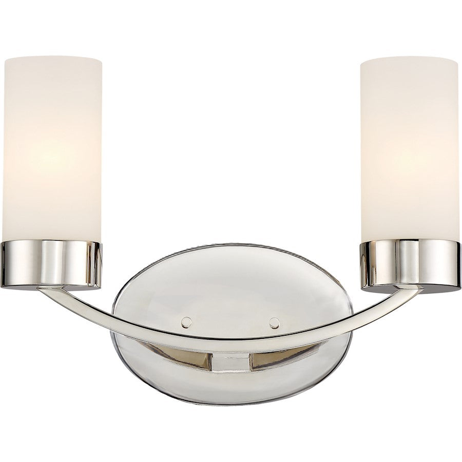 Nuvo Lighting Denver 14in 2-Light Vanity Light | Traditional Polished Nickel | Bathroom Vanity | 14 x 10 in | Model 60-6222