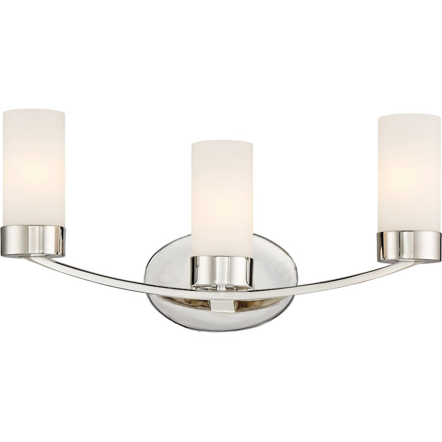 Nuvo Lighting Denver 21.25in 3-Light Vanity Light | Traditional Polished Nickel | Bathroom Vanity & Powder Room | 21.25 x 10.13 in | Model 60-6223