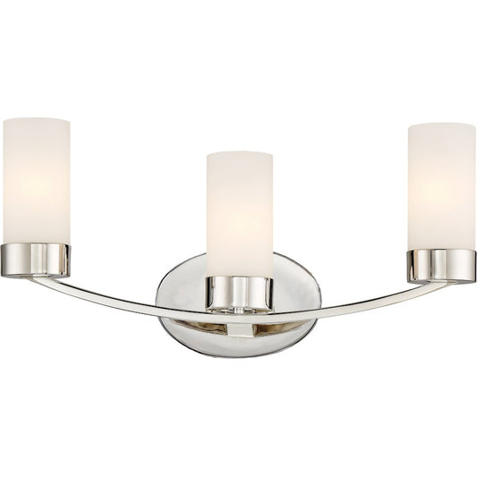Nuvo Lighting Denver 21.25in 3-Light Vanity Light | Traditional Polished Nickel | Bathroom Vanity & Powder Room | 21.25 x 10.13 in | Model 60-6223