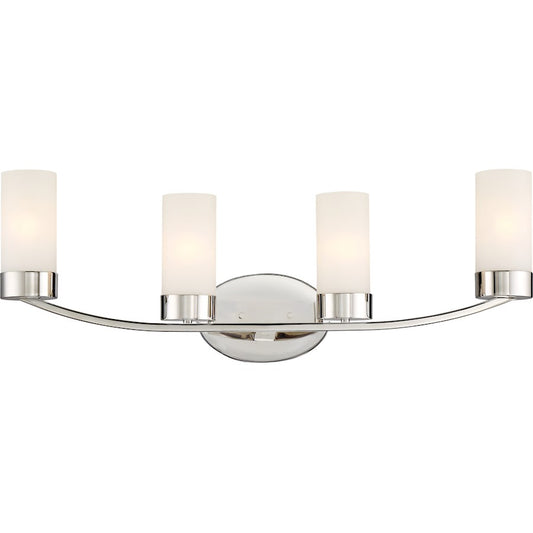 Nuvo Lighting Denver 29in 4-Light Vanity | Traditional Polished Nickel and White Glass | Bathroom Vanity | 29 x 10 in | Model 60-6224