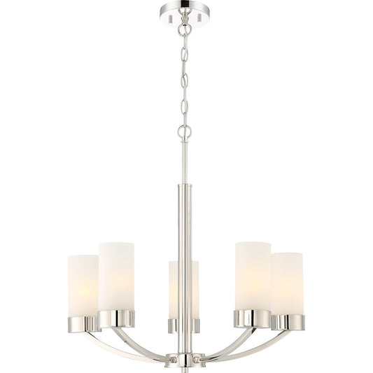 Nuvo Lighting Denver 17.5in 5-Light Chandelier | Traditional Polished Nickel | Dining Room & Living Room | 17.5 in H | Model 60-6225