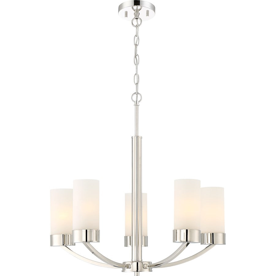 Nuvo Lighting Denver 17.5in 5-Light Chandelier | Traditional Polished Nickel | Dining Room & Living Room | 17.5 in H | Model 60-6225
