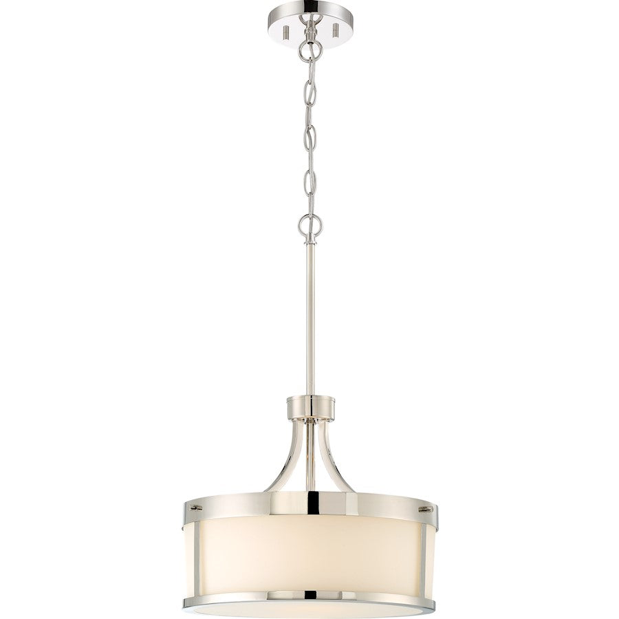 Nuvo Lighting Denver 14in 2-Light Pendant | Traditional Polished Nickel | Kitchen Island & Dining Room | 14.38 x 14.38 x 11.75 in | Model 60-6227