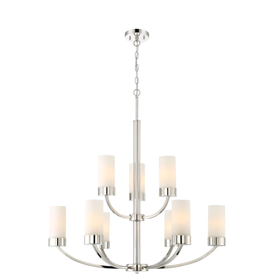 Nuvo Lighting Denver 28in 9-Light Chandelier | Traditional Polished Nickel | Dining Room & Living Room | 28 in H | Model 60-6229
