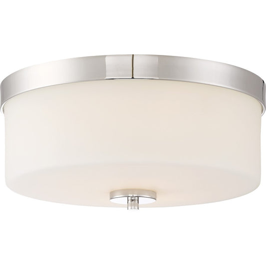 Nuvo Lighting Denver 2-Light Flush Mount | Traditional Polished Nickel | Hallway & Bedroom Ceiling Light | 6.38 in H, 120V | Model 60-6231