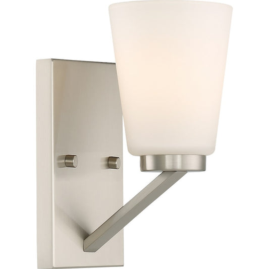Nuvo Lighting Nome 1-Light Vanity Light | Transitional Brushed Nickel | Bathroom & Powder Room | 4.75 x 10 in, Damp Rated | Model 60-6241