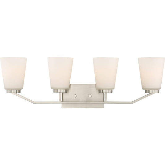 Nuvo Lighting Nome 29.5in 4-Light Vanity Light | Transitional Brushed Nickel | Bathroom & Powder Room | 29.5 x 9.25 in, Damp Rated | Model 60-6244