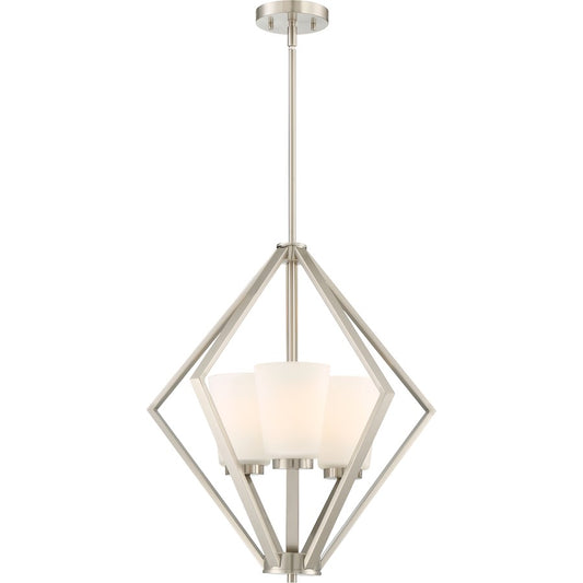 Nuvo Lighting Nome 19.5in 3-Light Pendant | Modern Brushed Nickel | Kitchen Island & Dining Room | 19.5 x 19.5 x 22 in | Model 60-6245
