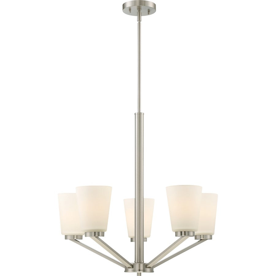 Nuvo Lighting Nome 24in 5-Light Chandelier | Transitional Brushed Nickel | Dining Room & Living Room | 24 x 24 x 23 in | Model 60-6246