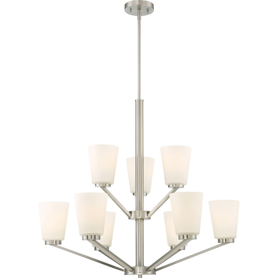 Nuvo Lighting Nome 28.5in 9-Light Chandelier | Transitional Brushed Nickel | Dining Room & Foyer | 28.5 in H | Model 60-6249