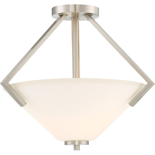 Nuvo Lighting Nome 16in 2-Light Semi Flush Mount | Transitional Brushed Nickel | Hallway & Bedroom | 16.13 x 14 in | Model 60-6251