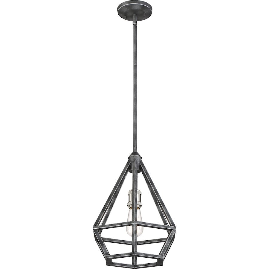 Nuvo Lighting Orin 12in 1-Light Pendant | Industrial Iron Black and Brushed Nickel | Kitchen Island & Dining Room | 12 x 12 x 15 in | Model 60-6263