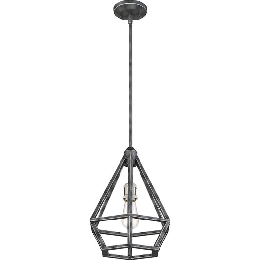 Nuvo Lighting Orin 12in 1-Light Pendant | Industrial Iron Black and Brushed Nickel | Kitchen Island & Dining Room | 12 x 12 x 15 in | Model 60-6263