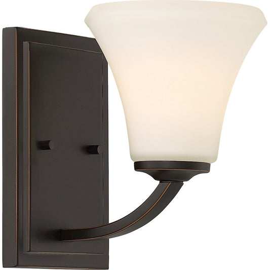 Nuvo Lighting Fawn 1-Light Wall Sconce | Traditional Mahogany Bronze | Bathroom & Hallway Accent Light | 6 x 8.75 in, Damp Rated | Model 60-6301