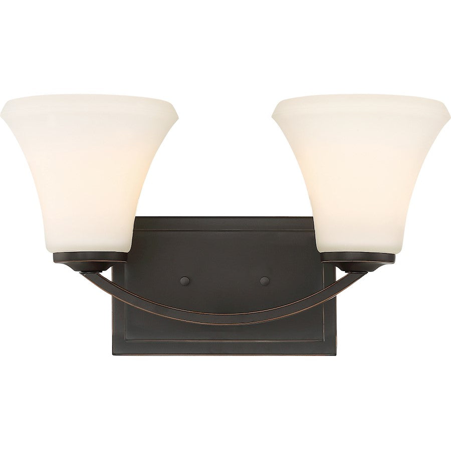 Nuvo Lighting Fawn 15in 2-Light Vanity | Traditional Mahogany Bronze and Beige Glass | Bathroom Vanity | 15 x 8.75 in | Model 60-6302