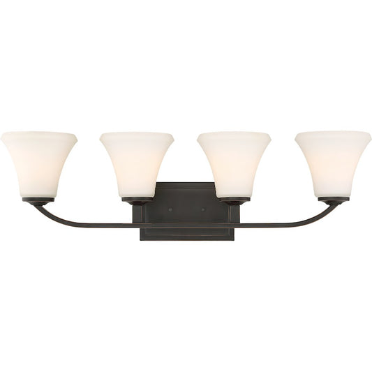Nuvo Lighting Fawn 29.5in 4-Light Vanity | Traditional Mahogany Bronze | Bathroom Vanity Light | 29.5 x 8.75 in | Model 60-6304