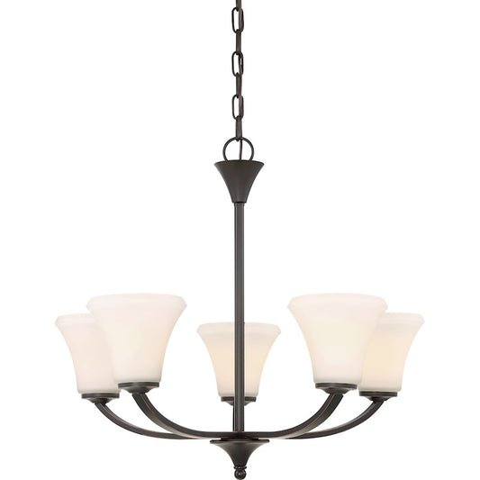 Nuvo Lighting Fawn 25in 5-Light Chandelier | Traditional Mahogany Bronze | Dining Room & Living Room | 25 x 22 in | Model 60-6305