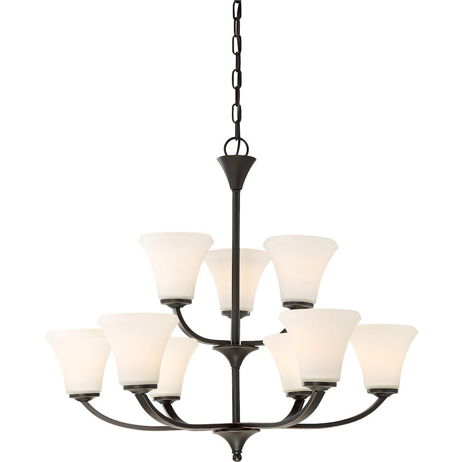 Nuvo Lighting Fawn 30in 9-Light Chandelier | Traditional Mahogany Bronze | Dining Room & Living Room | 30 x 26 in | Model 60-6309