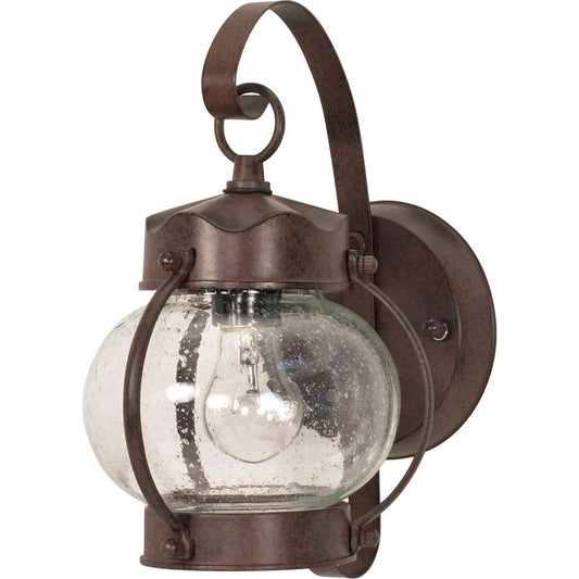 Nuvo Onion Lantern 11in 1-Light Outdoor Wall Lantern | Traditional Old Bronze and Clear Seed Glass | Covered Entryway & Porch | 6 x 10.625 | Model 60-631