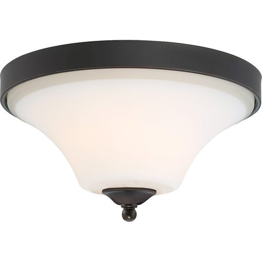 Nuvo Lighting Fawn 2-Light Flush Mount | Traditional Mahogany Bronze | Hallway & Bathroom Ceiling Light | 7.63in H, Damp Rated | Model 60-6311