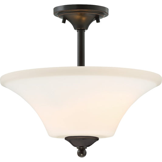 Nuvo Lighting Fawn 2-Light Semi Flush Mount | Traditional Mahogany Bronze | Hallway & Bedroom Ceiling Light | 12.63 in H | Model 60-6312