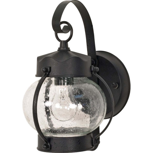 Nuvo Onion Lantern 11in 1-Light Outdoor Wall Lantern | Traditional Textured Black and Clear Seed Glass | Covered Entryway & Porch | 6 x | Model 60-632