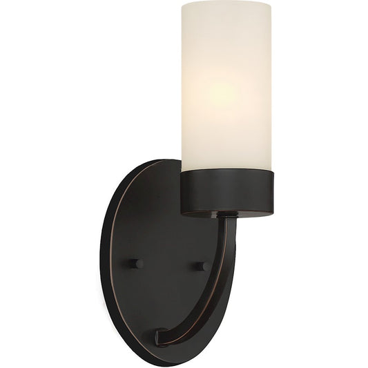 Nuvo Lighting Denver 1-Light Vanity Wall Sconce | Traditional Mahogany Bronze | Bathroom & Powder Room | 4.63 x 10.13 in, 100W Incandescent | Model 60-6321