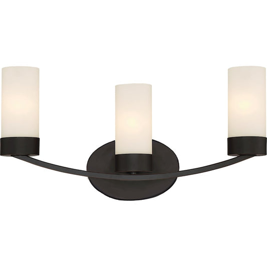 Nuvo Lighting Denver 21in 3-Light Vanity | Traditional Mahogany Bronze and Clear Glass | Bathroom Vanity | 21.25 x 10.13 in | Model 60-6323