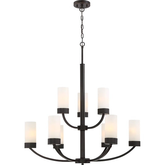 Nuvo Lighting Denver 28in 9-Light Chandelier | Traditional Mahogany Bronze | Dining Room & Living Room | 28 in H | Model 60-6329