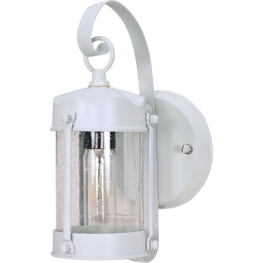 Nuvo Piper 11in 1-Light Outdoor Wall Lantern | Traditional White and Clear Seed Glass | Entryway & Covered Patio | 5 x 10.625 x 6 in | Model 60-633