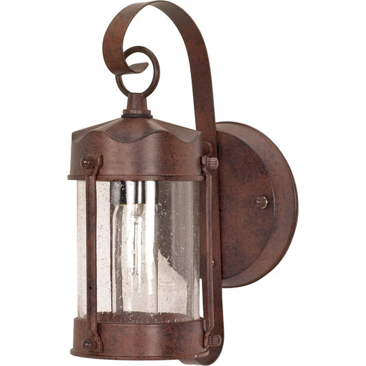 Nuvo Piper 11in 1-Light Outdoor Wall Lantern | Traditional Old Bronze and Clear Seed Glass | Covered Entryway & Porch | 5 x 10.625 in | Model 60-634