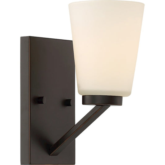 Nuvo Lighting Nome 1-Light Vanity Wall Sconce | Transitional Mahogany Bronze | Bathroom & Powder Room | 4.75 x 10 in, Damp Rated | Model 60-6341