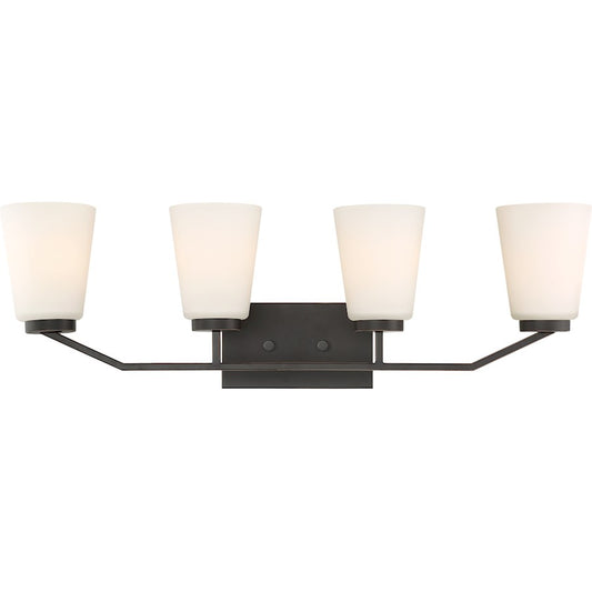 Nuvo Lighting Nome 29.5in 4-Light Vanity Light | Transitional Mahogany Bronze | Bathroom Vanity & Powder Room | 29.5 x 9.25 in | Model 60-6344