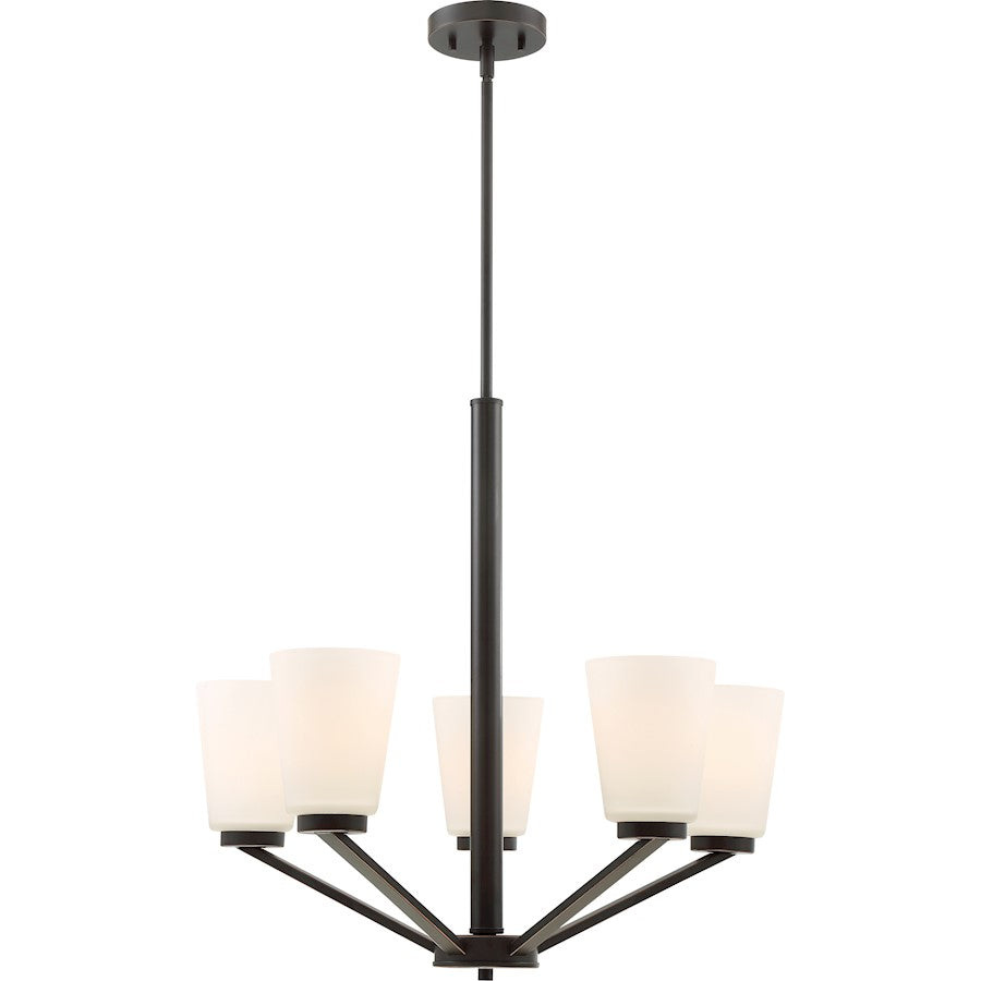 Nuvo Lighting Nome 23in 5-Light Chandelier | Transitional Mahogany Bronze | Dining Room & Living Room | 23 in H, 144 in Wire | Model 60-6346