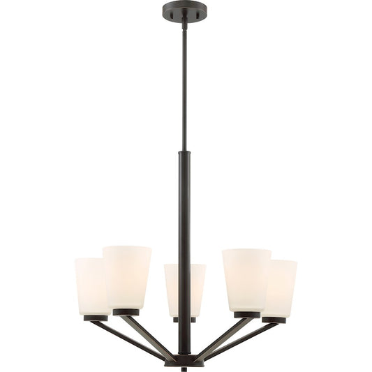 Nuvo Lighting Nome 23in 5-Light Chandelier | Transitional Mahogany Bronze | Dining Room & Living Room | 23 in H, 144 in Wire | Model 60-6346