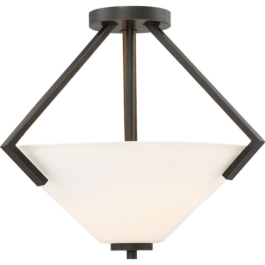 Nuvo Lighting Nome 14in 2-Light Semi Flush Mount | Transitional Mahogany Bronze | Bedroom & Hallway Ceiling Light | 14 in H | Model 60-6351