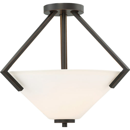 Nuvo Lighting Nome 14in 2-Light Semi Flush Mount | Transitional Mahogany Bronze | Bedroom & Hallway Ceiling Light | 14 in H | Model 60-6351