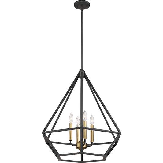 Nuvo Lighting Orin 24in 4-Light Pendant | Transitional Aged Bronze with Brass Accents | Kitchen Island & Dining Room | 24 x 24 x 26.75 in | Model 60-6361
