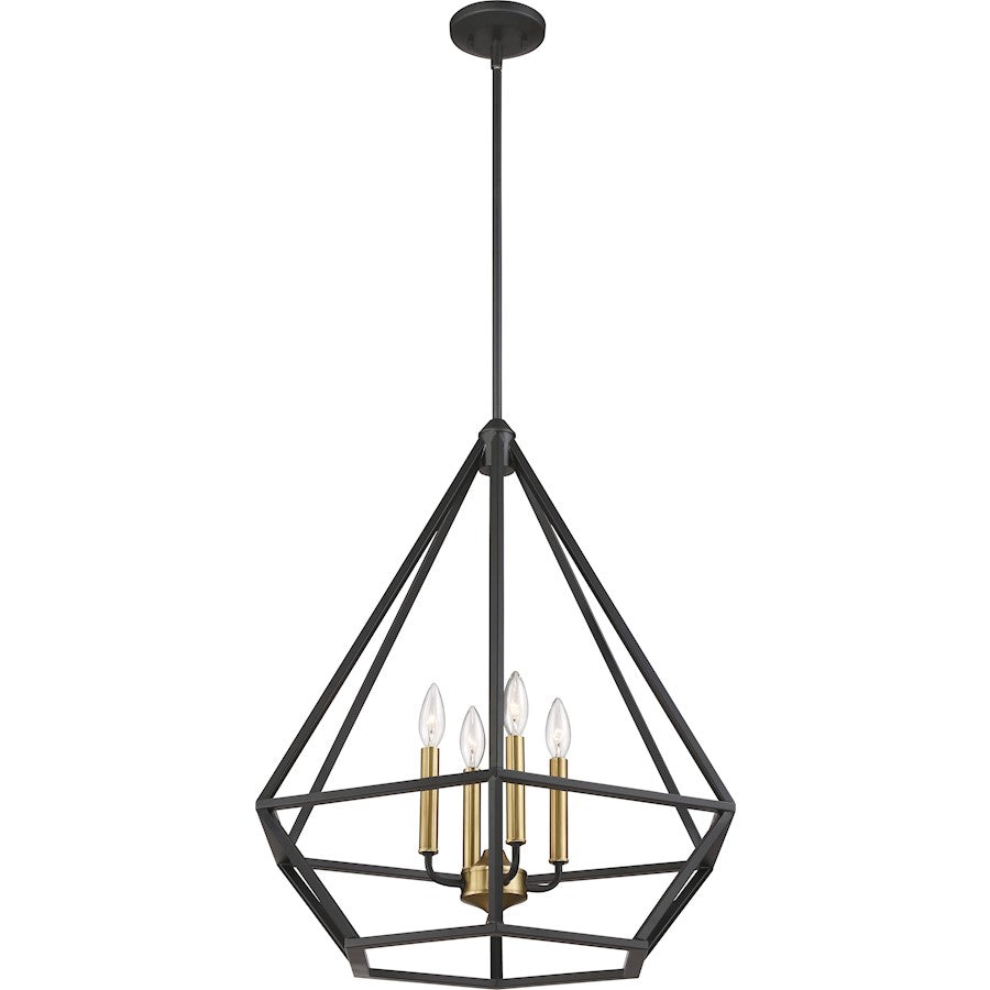 Nuvo Lighting Orin 24in 4-Light Pendant | Transitional Aged Bronze with Brass Accents | Kitchen Island & Dining Room | 24 x 24 x 26.75 in | Model 60-6361
