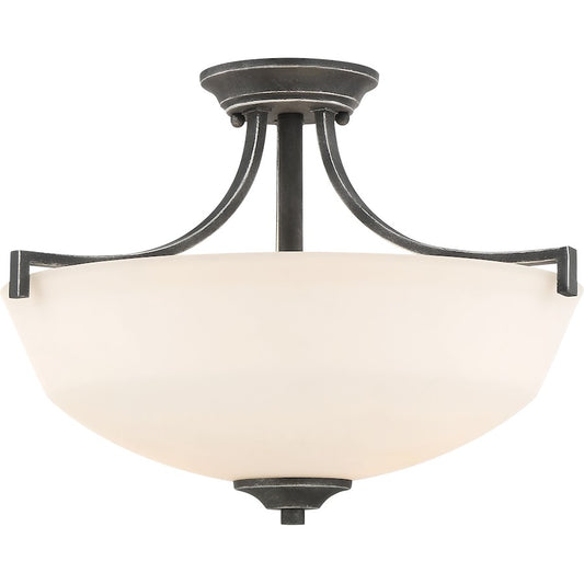 Nuvo Lighting Chester 15.75in 2-Light Semi Flush Mount | Traditional Iron Black | Kitchen & Hallway | 15.75 x 11.75 in | Model 60-6369