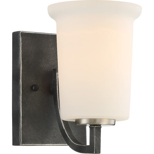 Nuvo Lighting Chester 1-Light Vanity Sconce | Traditional Iron Black | Bathroom & Powder Room | 5.13 x 7.75 in | Model 60-6371