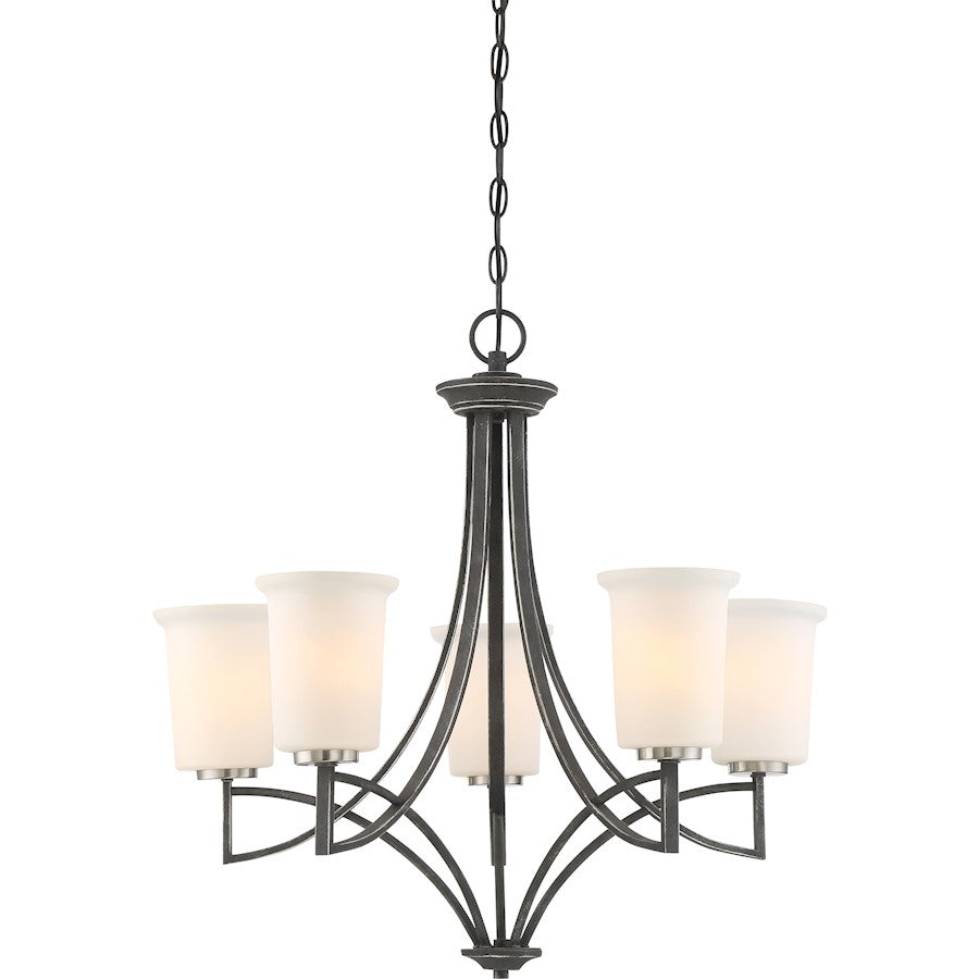 Nuvo Lighting Chester 26in 5-Light Chandelier | Traditional Iron Black | Kitchen & Dining Room | 26 x 26 x 25.5 in | Model 60-6375