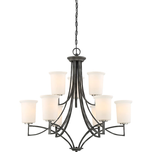 Nuvo Lighting Chester 32in 9-Light Chandelier | Traditional Iron Black | Kitchen & Dining Room | 32 x 32 x 29.5 in | Model 60-6379